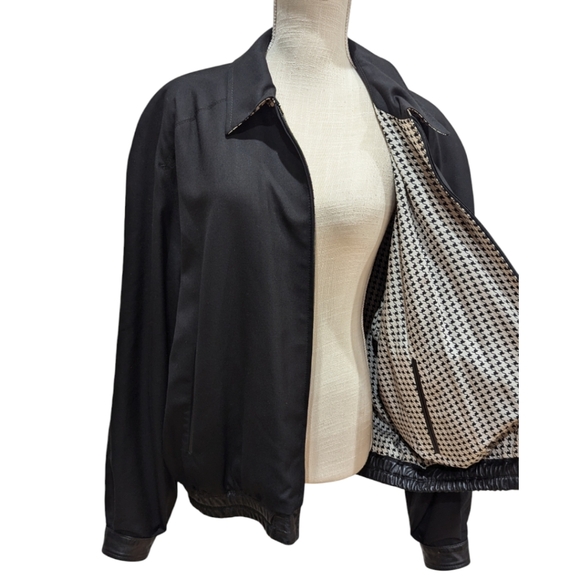 VTG One Hundred % Bijan! Cashmere & Silk Reversible Short Jacket w/ Leather Trim - Picture 11 of 16